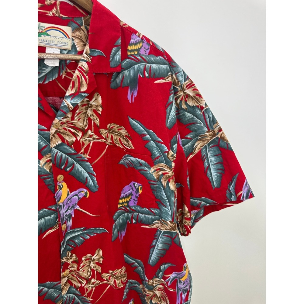 Paradise Found Hawaiian Button Shirt XL Red Parrot ASO Tom Selleck in Magnum PI - Picture 5 of 13